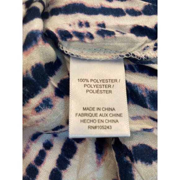 Bobeau Tie Dye Smocked V-Neck Boho Pullover Top Sz XXS/2XS Blue White Pink NWT - Picture 5 of 6